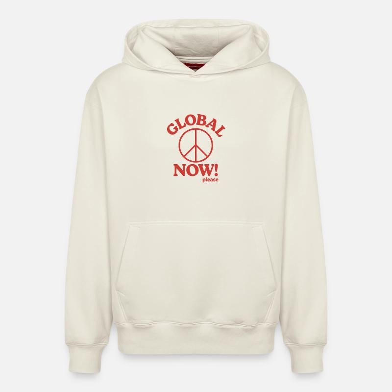 Paix - Sweat à capuche unisexe décontracté en coton biologique – de SPREAD - blanc cassé