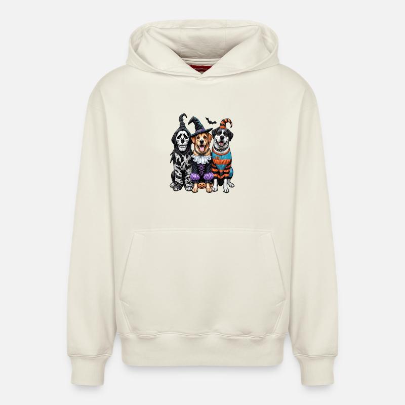 Chien d’Halloween - Sweat à capuche unisexe décontracté en coton biologique – de SPREAD - blanc cassé