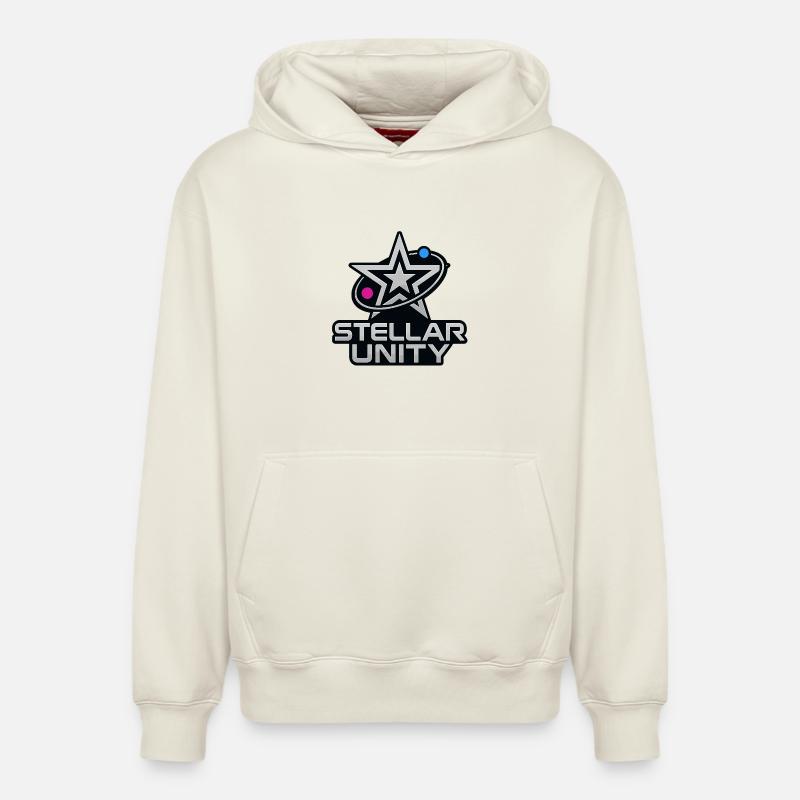 Unité stellaire – Chrome Star - Sweat à capuche unisexe décontracté en coton biologique – de SPREAD - blanc cassé