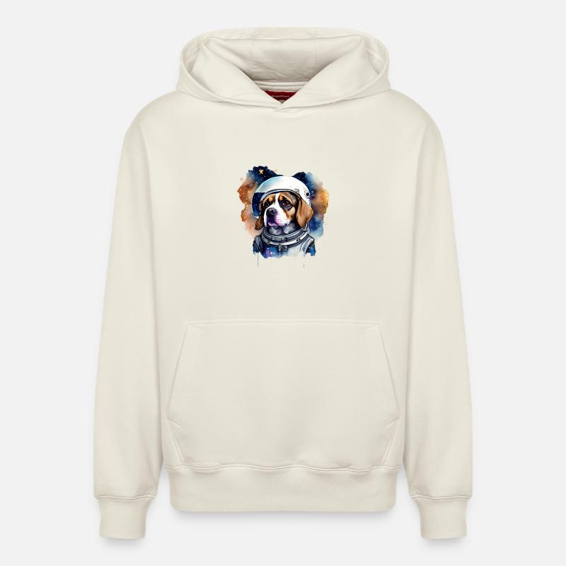 Chien Astronaute Dans L' Espace - Sweat à capuche unisexe décontracté en coton biologique – de SPREAD - blanc cassé