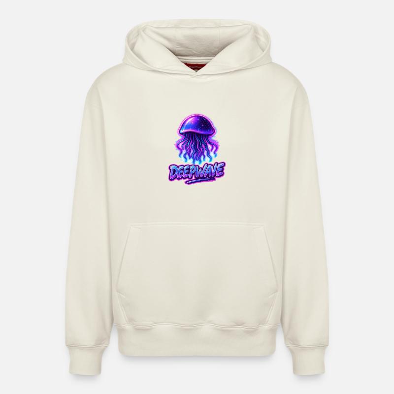 Conception de méduse néon Deepwave - Sweat à capuche unisexe décontracté en coton biologique – de SPREAD - blanc cassé