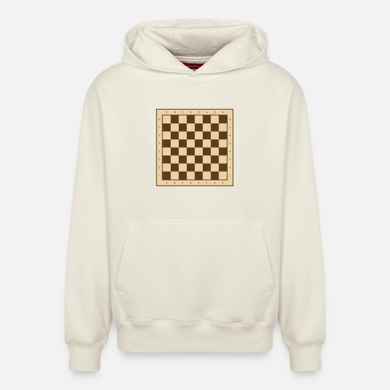 Conception classique en damier - Sweat à capuche unisexe décontracté en coton biologique – de SPREAD - blanc cassé