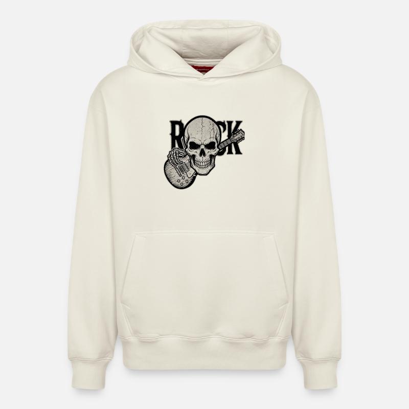 Crâne Guitare Rock Design - Sweat à capuche unisexe décontracté en coton biologique – de SPREAD - blanc cassé