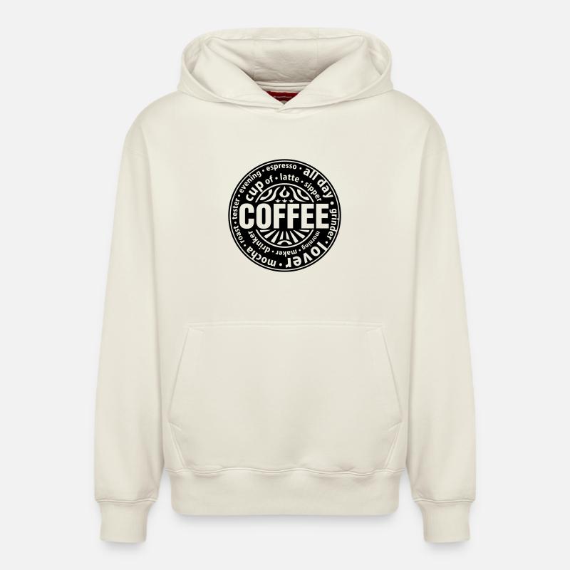Amateur de café - Sweat à capuche unisexe décontracté en coton biologique – de SPREAD - blanc cassé