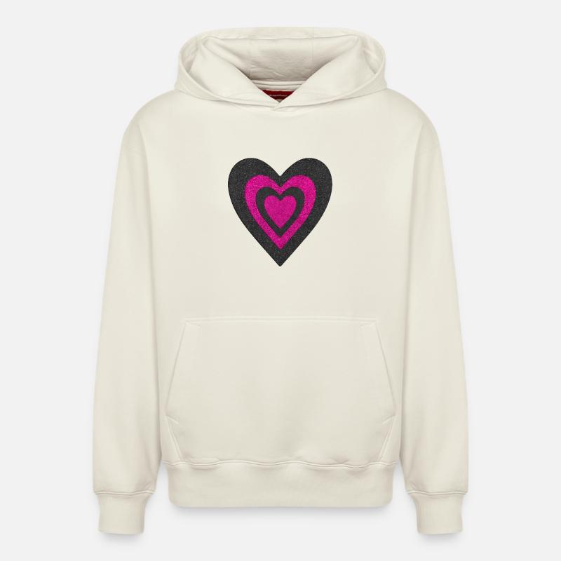 Cœurs  - Sweat à capuche unisexe décontracté en coton biologique – de SPREAD - blanc cassé
