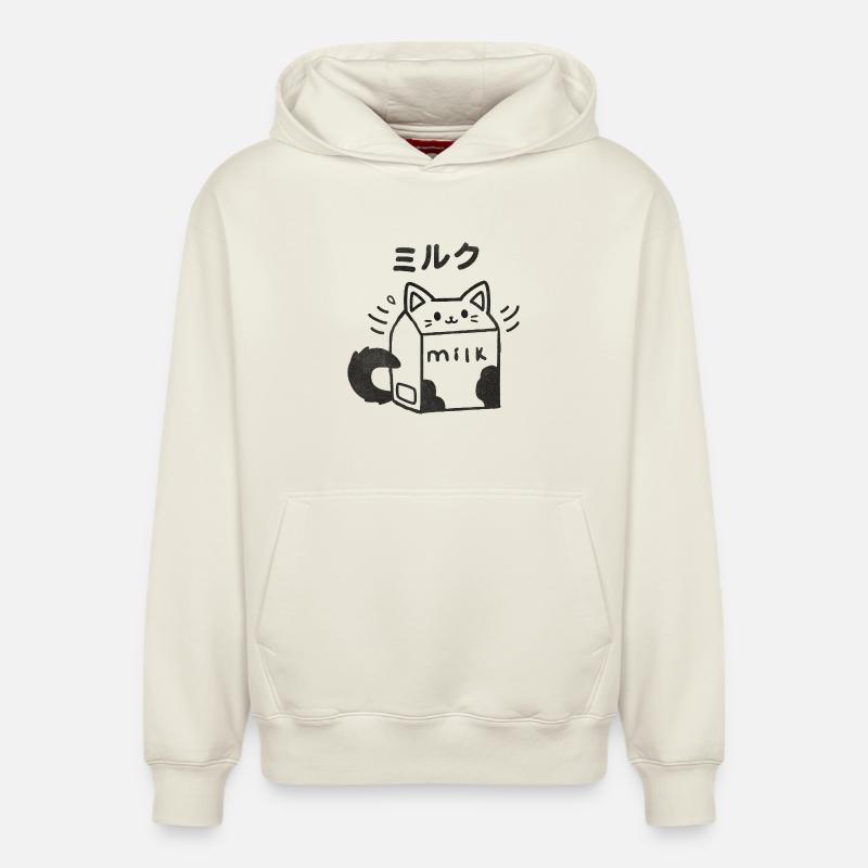 Chaton de lait kawaii - Sweat à capuche unisexe décontracté en coton biologique – de SPREAD - blanc cassé