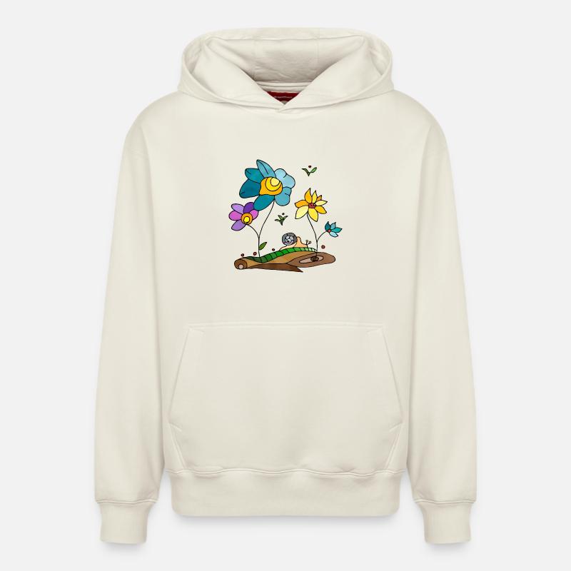 Fleur - Sweat à capuche unisexe décontracté en coton biologique – de SPREAD - blanc cassé