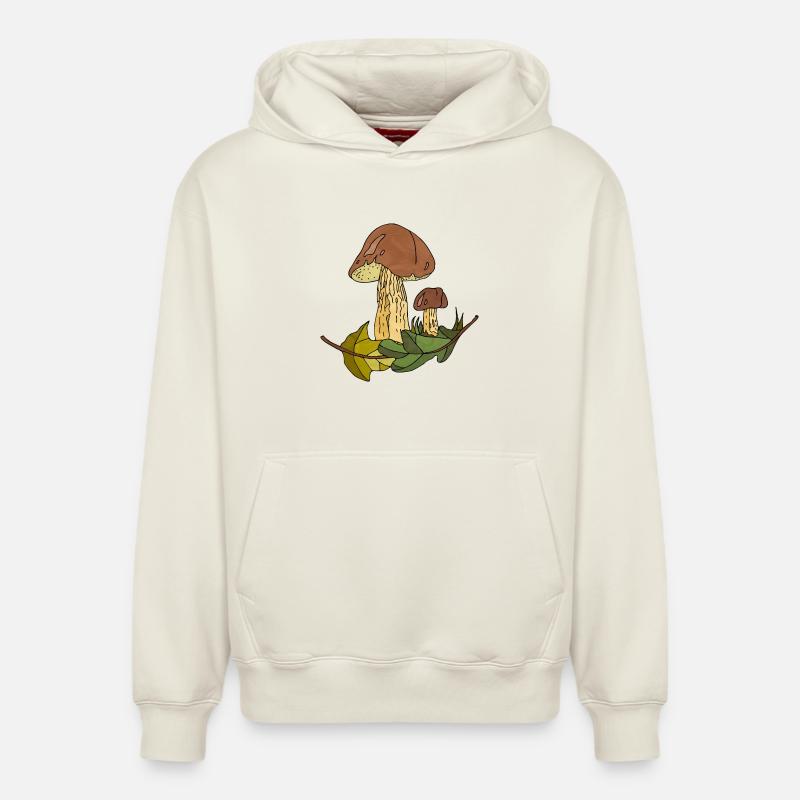 mycètes - Sweat à capuche unisexe décontracté en coton biologique – de SPREAD - blanc cassé