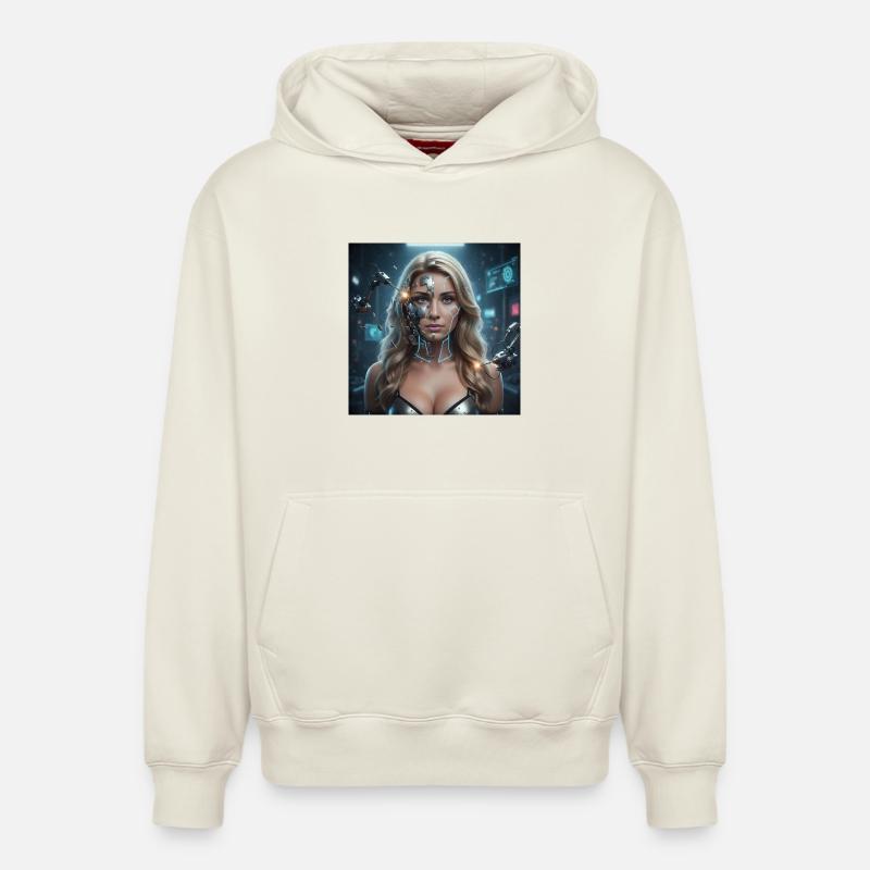 Maxima cybernétique - Sweat à capuche unisexe décontracté en coton biologique – de SPREAD - blanc cassé