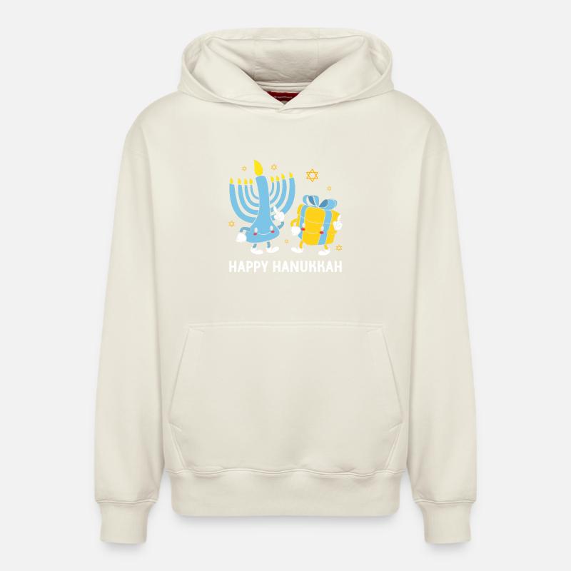 Hanoukka Hanoukka Hanoukka Gnome - Sweat à capuche unisexe décontracté en coton biologique – de SPREAD - blanc cassé
