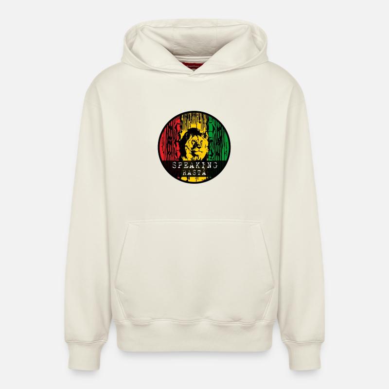 Lion de style rasta - Sweat à capuche unisexe décontracté en coton biologique – de SPREAD - blanc cassé