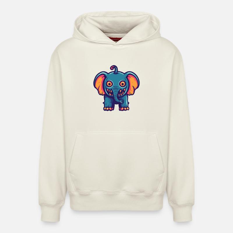 éléphant Halloween bande dessinée drôle - Sweat à capuche unisexe décontracté en coton biologique – de SPREAD - blanc cassé