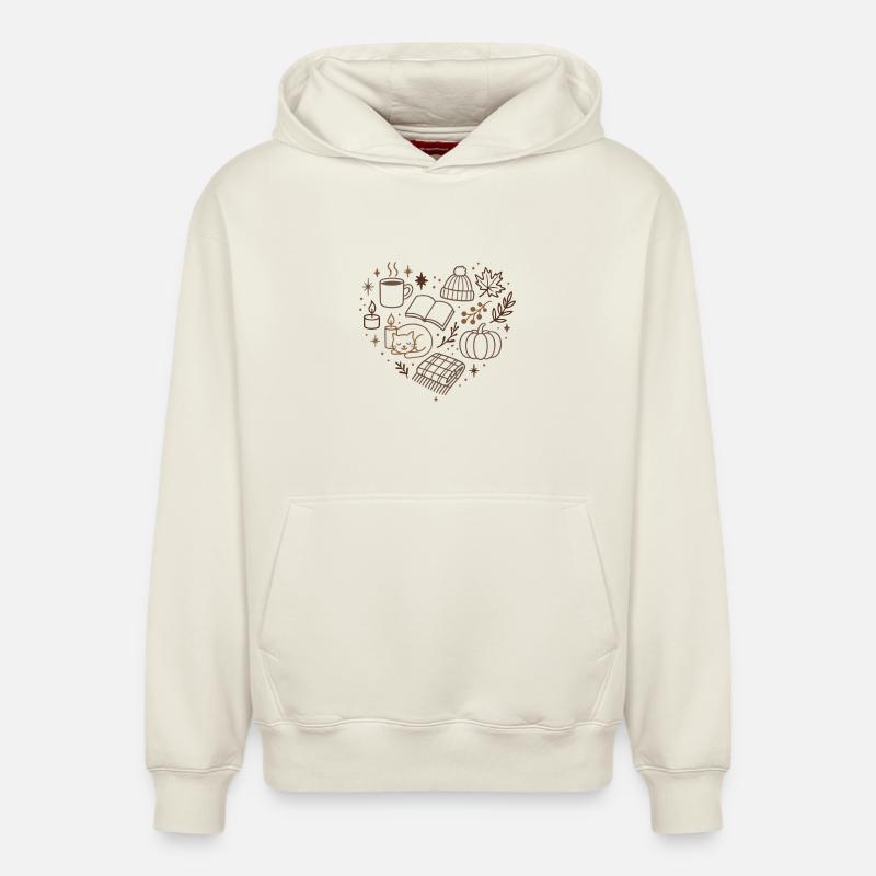 Motif de soirée câlin automnal - Sweat à capuche unisexe décontracté en coton biologique – de SPREAD - blanc cassé