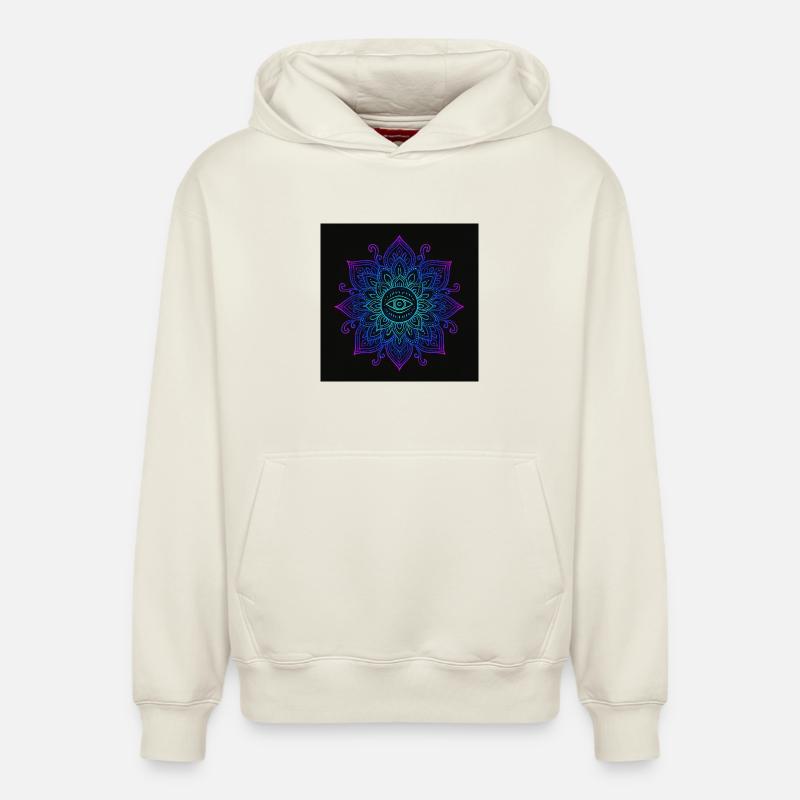 Oeil en néon mandala - Sweat à capuche unisexe décontracté en coton biologique – de SPREAD - blanc cassé