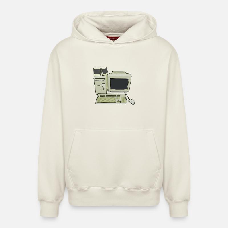 Retro Computer Desk Einrichtung - Relaxed Unisex Organic Hoodie – von SPREAD - Naturweiß