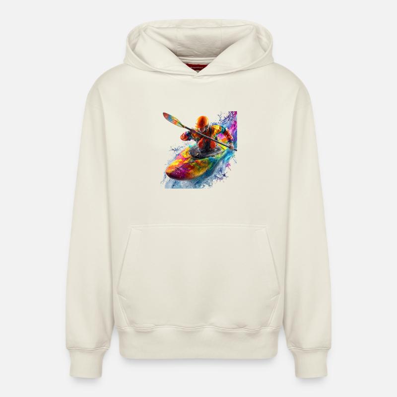 Kayak explosion de couleurs - Sweat à capuche unisexe décontracté en coton biologique – de SPREAD - blanc cassé