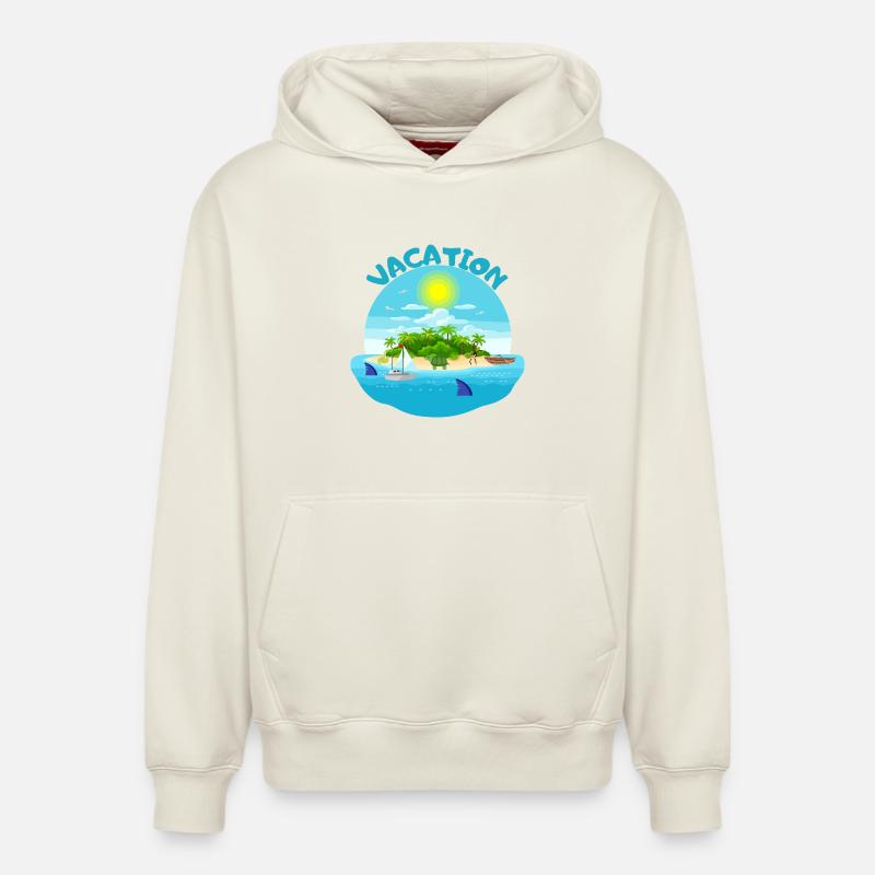 Conception de plage idyllique d’île tropicale - Sweat à capuche unisexe décontracté en coton biologique – de SPREAD - blanc cassé