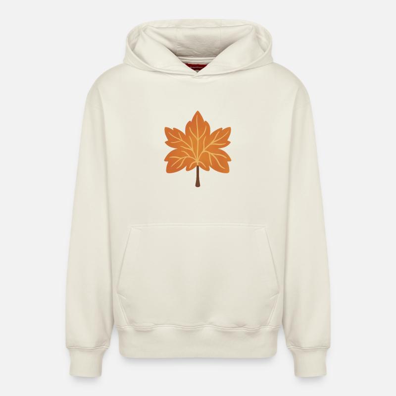 Silhouette de feuille d’érable d’automne - Sweat à capuche unisexe décontracté en coton biologique – de SPREAD - blanc cassé