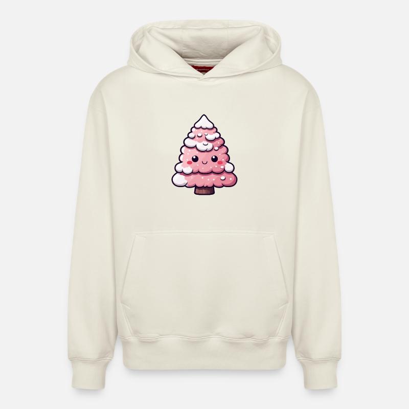 Chibi Pink Snowy Tree - Relaxed Unisex Organic Hoodie – von SPREAD - Naturweiß