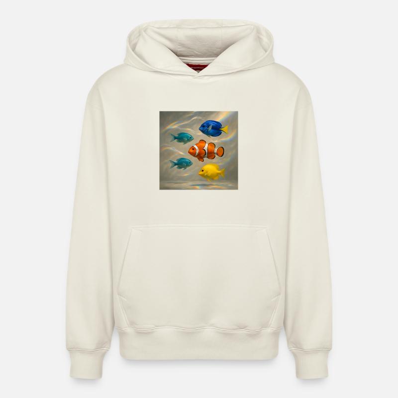 Poisson flottant - Sweat à capuche unisexe décontracté en coton biologique – de SPREAD - blanc cassé