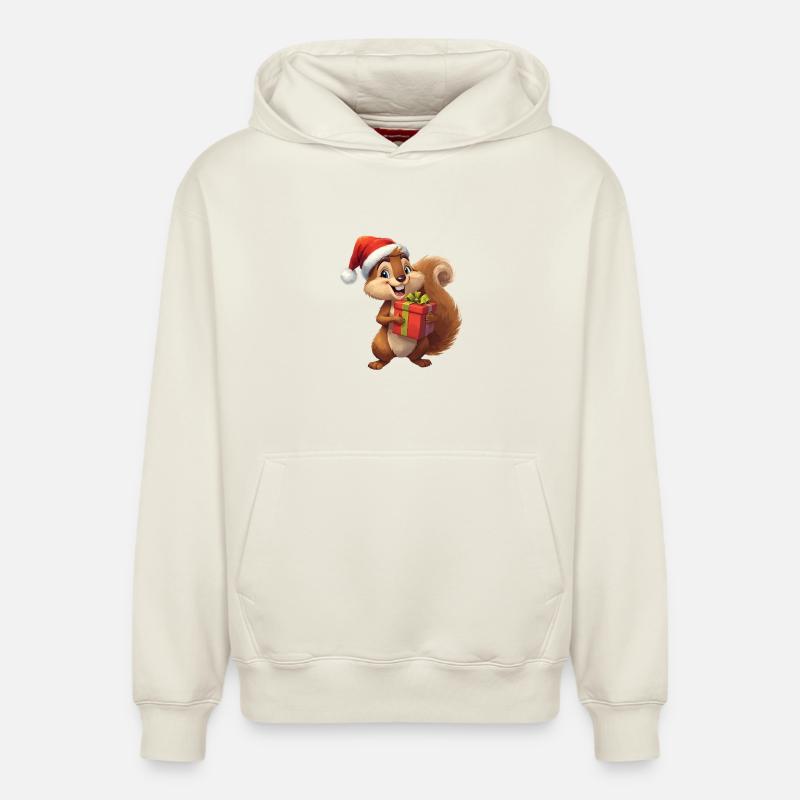 Weihnachts-Eichhörnchen mit Geschenk - Relaxed Unisex Organic Hoodie – von SPREAD - Naturweiß