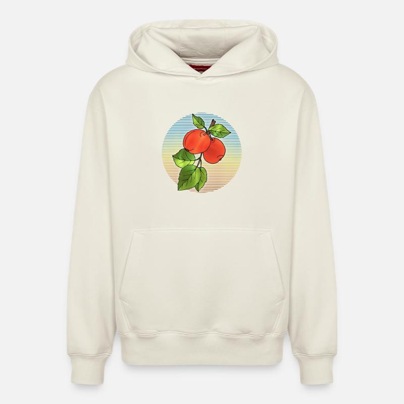 Pommes - Sweat à capuche unisexe décontracté en coton biologique – de SPREAD - blanc cassé