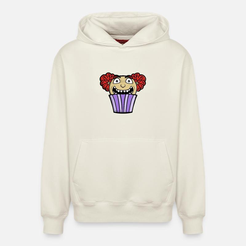 Clown cupcake effrayant - Sweat à capuche unisexe décontracté en coton biologique – de SPREAD - blanc cassé