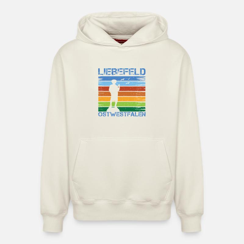 Liebefeld ❤ Leineweber - Sweat à capuche unisexe décontracté en coton biologique – de SPREAD - blanc cassé