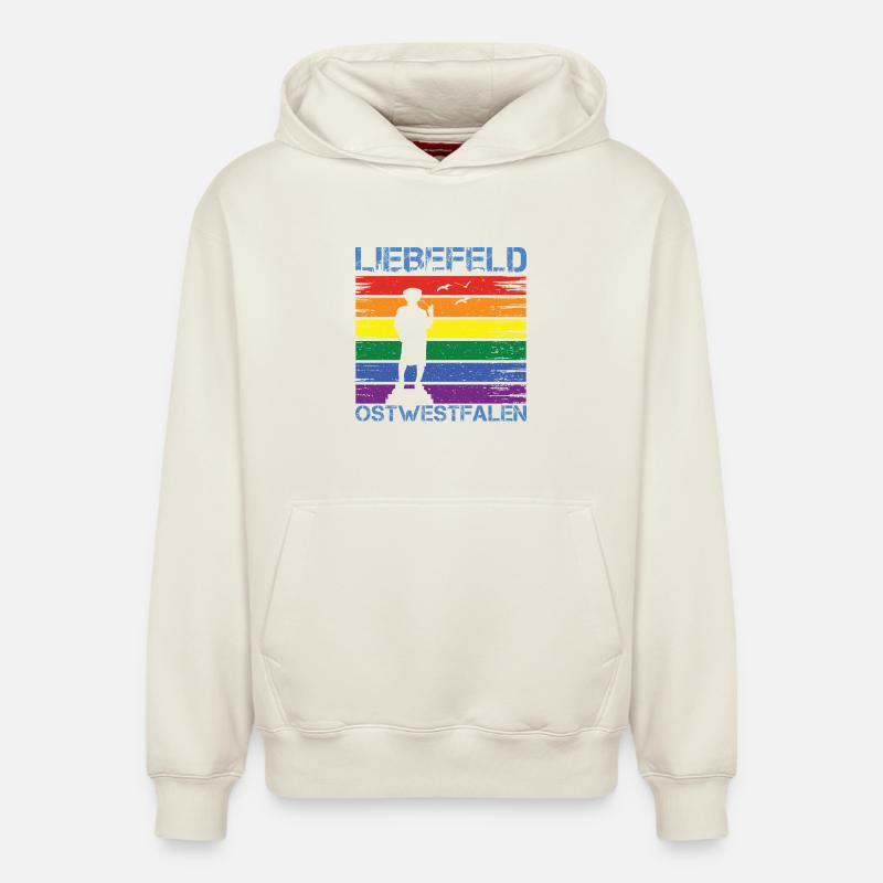 Liebefeld ❤ Leineweber PRIDE - Sweat à capuche unisexe décontracté en coton biologique – de SPREAD - blanc cassé