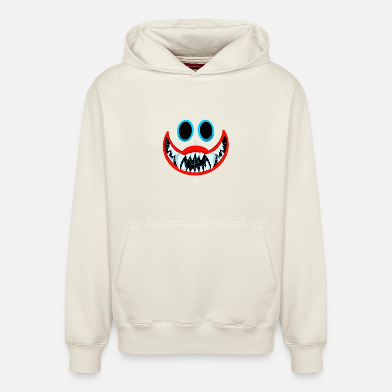 Sourire Denté Bleu Cinétique - Sweat à capuche unisexe décontracté en coton biologique – de SPREAD - blanc cassé