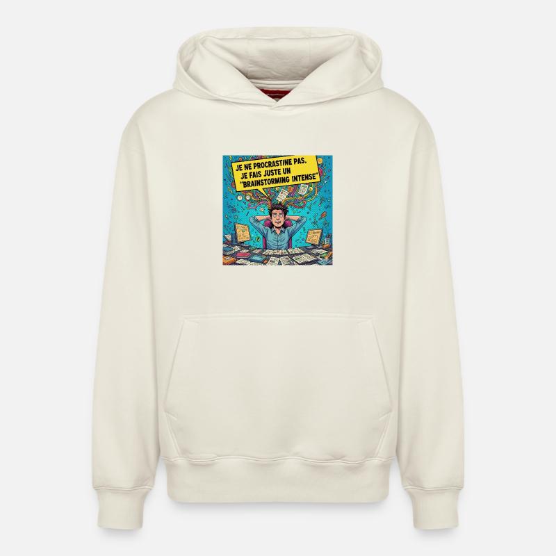 Brainstorming Intense Pop Art - Sweat à capuche unisexe décontracté en coton biologique – de SPREAD - blanc cassé