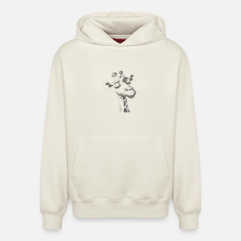 Chill Girafe Animal Doodle - Sweat à capuche unisexe décontracté en coton biologique – de SPREAD - blanc cassé