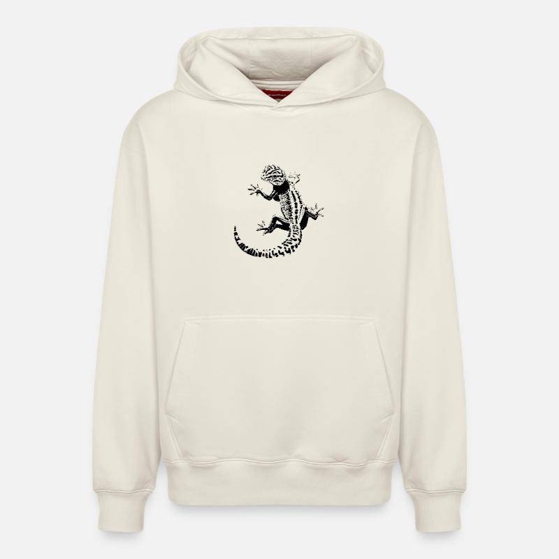 Gecko léopard - Sweat à capuche unisexe décontracté en coton biologique – de SPREAD - blanc cassé