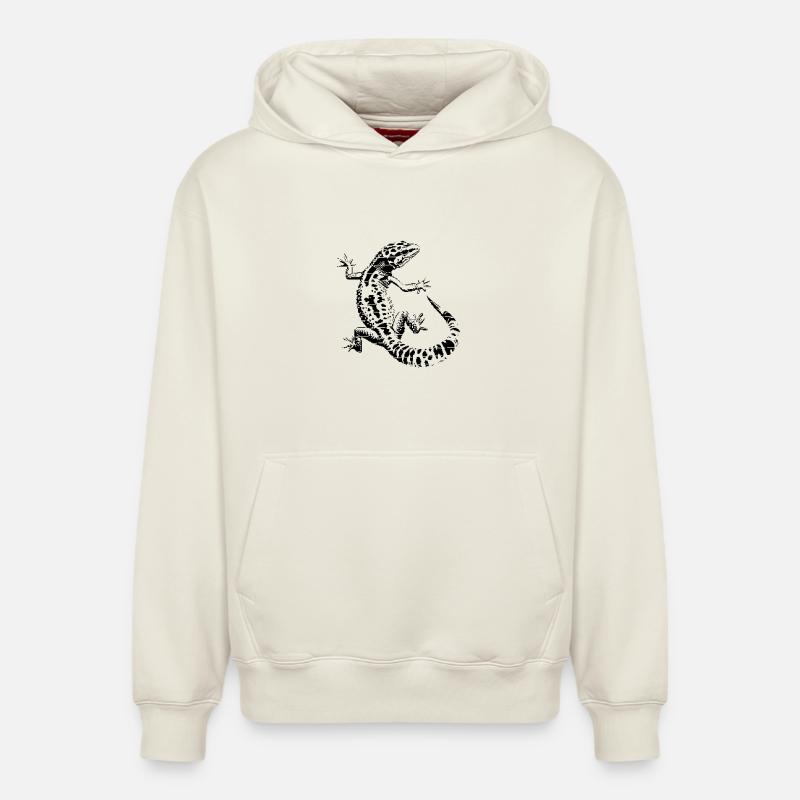 Gecko léopard - Sweat à capuche unisexe décontracté en coton biologique – de SPREAD - blanc cassé
