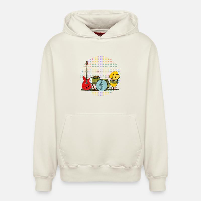 Instruments de musique - Sweat à capuche unisexe décontracté en coton biologique – de SPREAD - blanc cassé