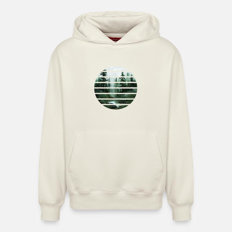 Forêt - Sweat à capuche unisexe décontracté en coton biologique – de SPREAD - blanc cassé