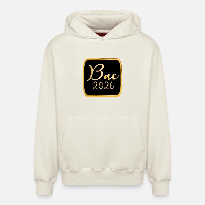 France Lycée BAC 2026 - Sweat à capuche unisexe décontracté en coton biologique – de SPREAD - blanc cassé