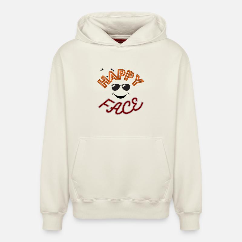 Visage heureux avec des lunettes. - Sweat à capuche unisexe décontracté en coton biologique – de SPREAD - blanc cassé