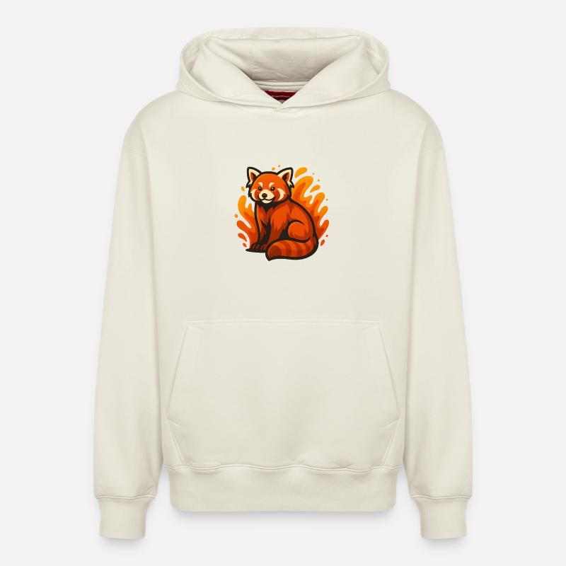 Panda roux ardent - Sweat à capuche unisexe décontracté en coton biologique – de SPREAD - blanc cassé