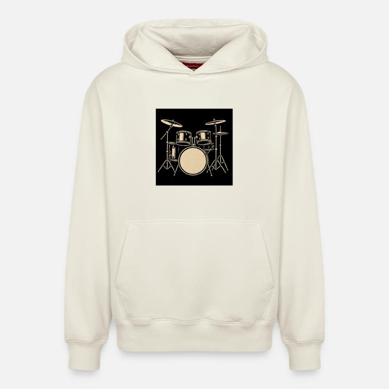 Black Silver Drumset Illustration - Relaxed Unisex Organic Hoodie – by SPREAD - off white