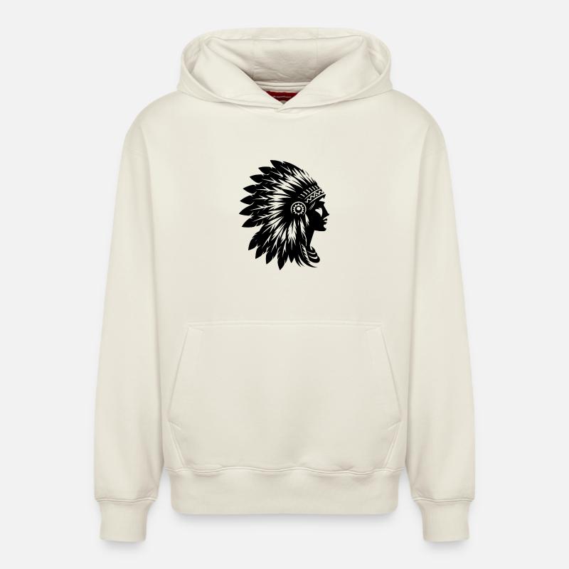 Coiffe élégante avec visage de profil - Sweat à capuche unisexe décontracté en coton biologique – de SPREAD - blanc cassé