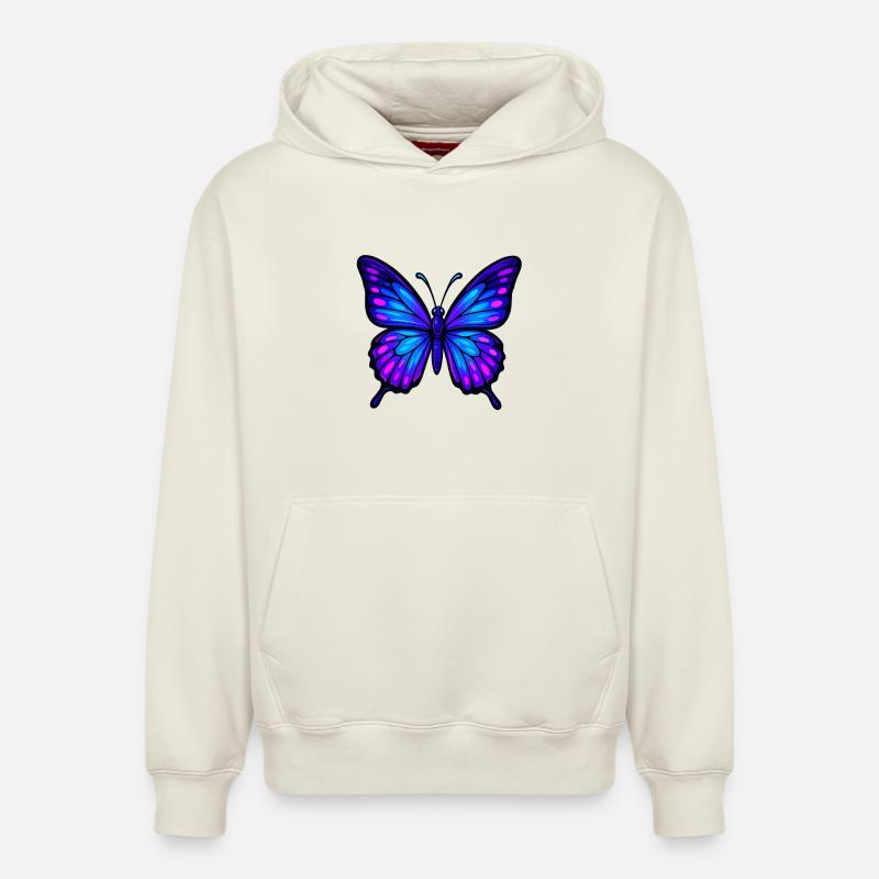 Papillon Ailer-Nuit - Sweat à capuche unisexe décontracté en coton biologique – de SPREAD - blanc cassé