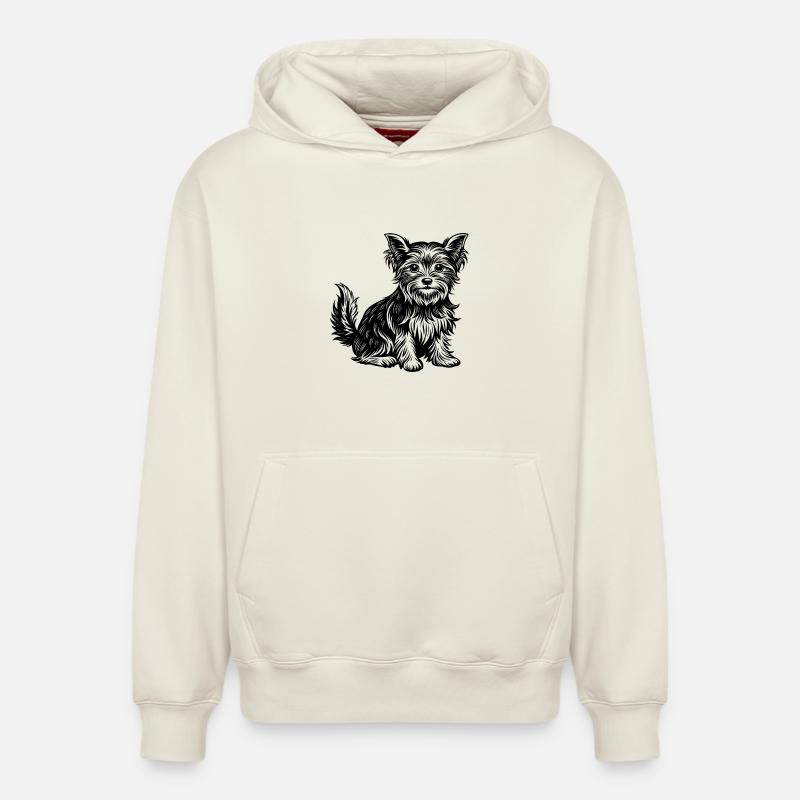 Yorkshire terrier - Sweat à capuche unisexe décontracté en coton biologique – de SPREAD - blanc cassé