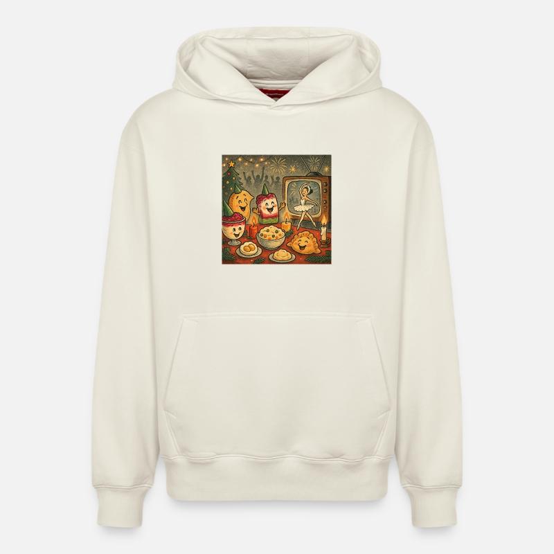 Cygnes magiques de Noël dansant - Sweat à capuche unisexe décontracté en coton biologique – de SPREAD - blanc cassé