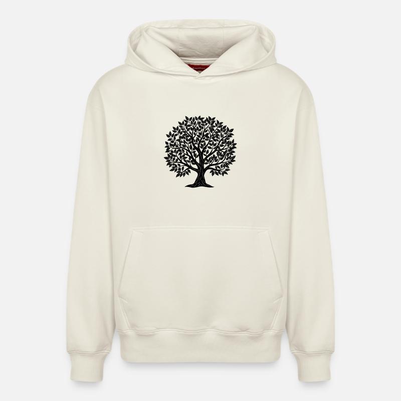 Arbre - Sweat à capuche unisexe décontracté en coton biologique – de SPREAD - blanc cassé