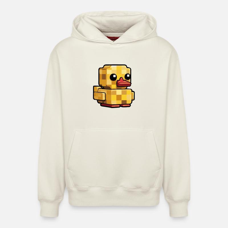 Pixel Duck Rétro Look - Sweat à capuche unisexe décontracté en coton biologique – de SPREAD - blanc cassé