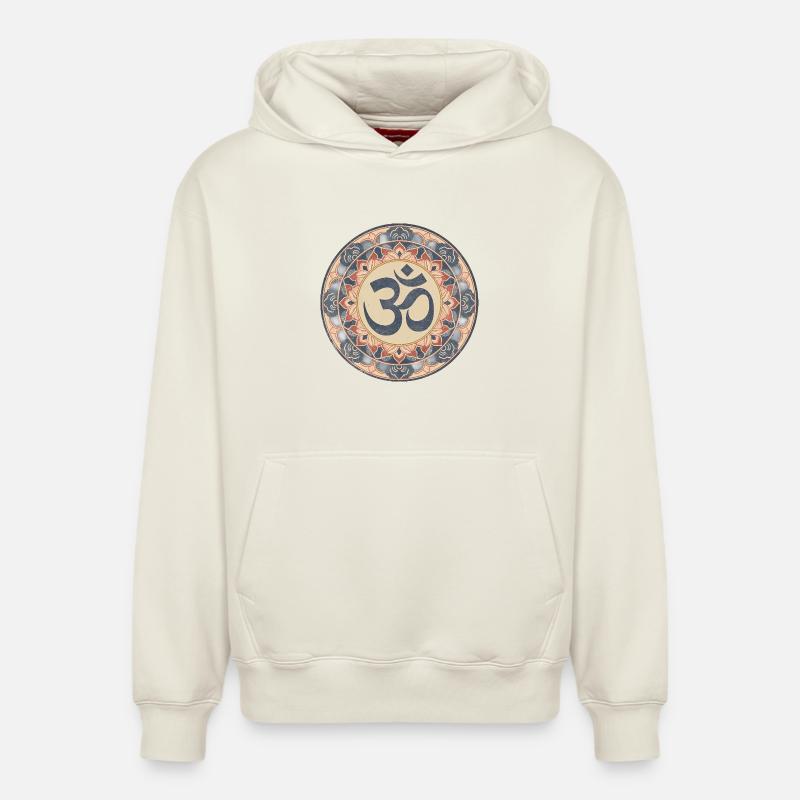 Om Mandala Zen Pattern - Sweat à capuche unisexe décontracté en coton biologique – de SPREAD - blanc cassé
