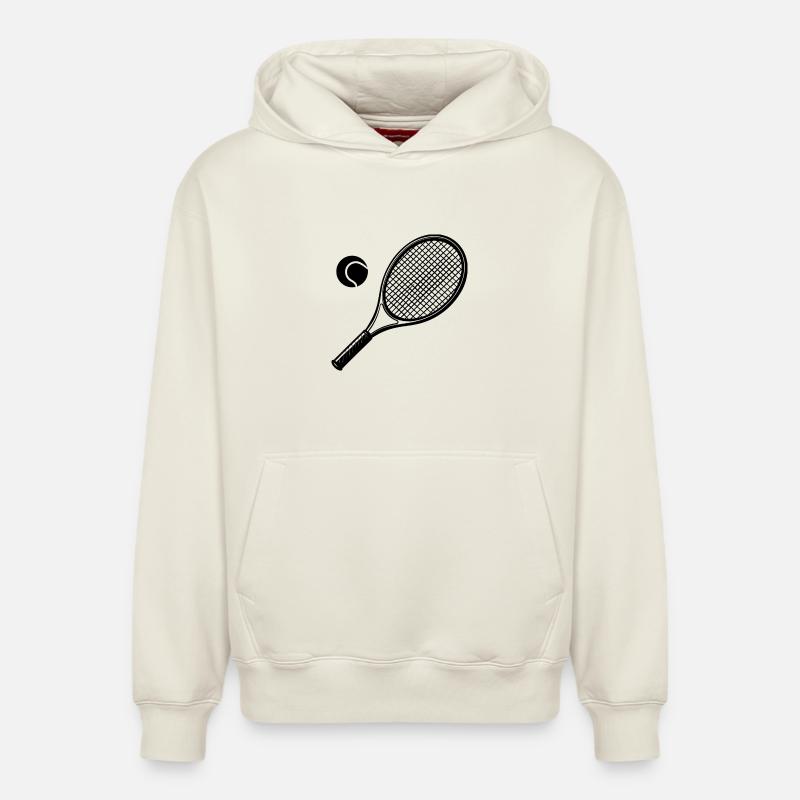 Raquette de tennis - Sweat à capuche unisexe décontracté en coton biologique – de SPREAD - blanc cassé