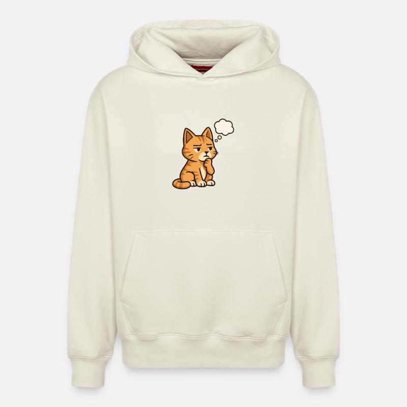 Chat-Réfléchi - Sweat à capuche unisexe décontracté en coton biologique – de SPREAD - blanc cassé