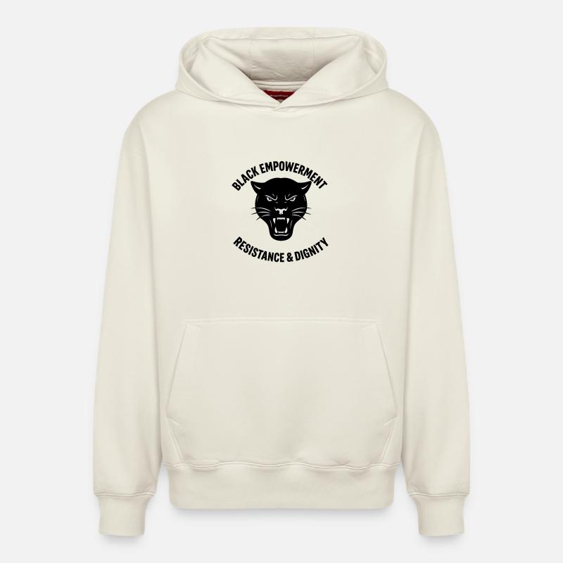Black Empowerment Panther – Résistance & Dignité  - Sweat à capuche unisexe décontracté en coton biologique – de SPREAD - blanc cassé